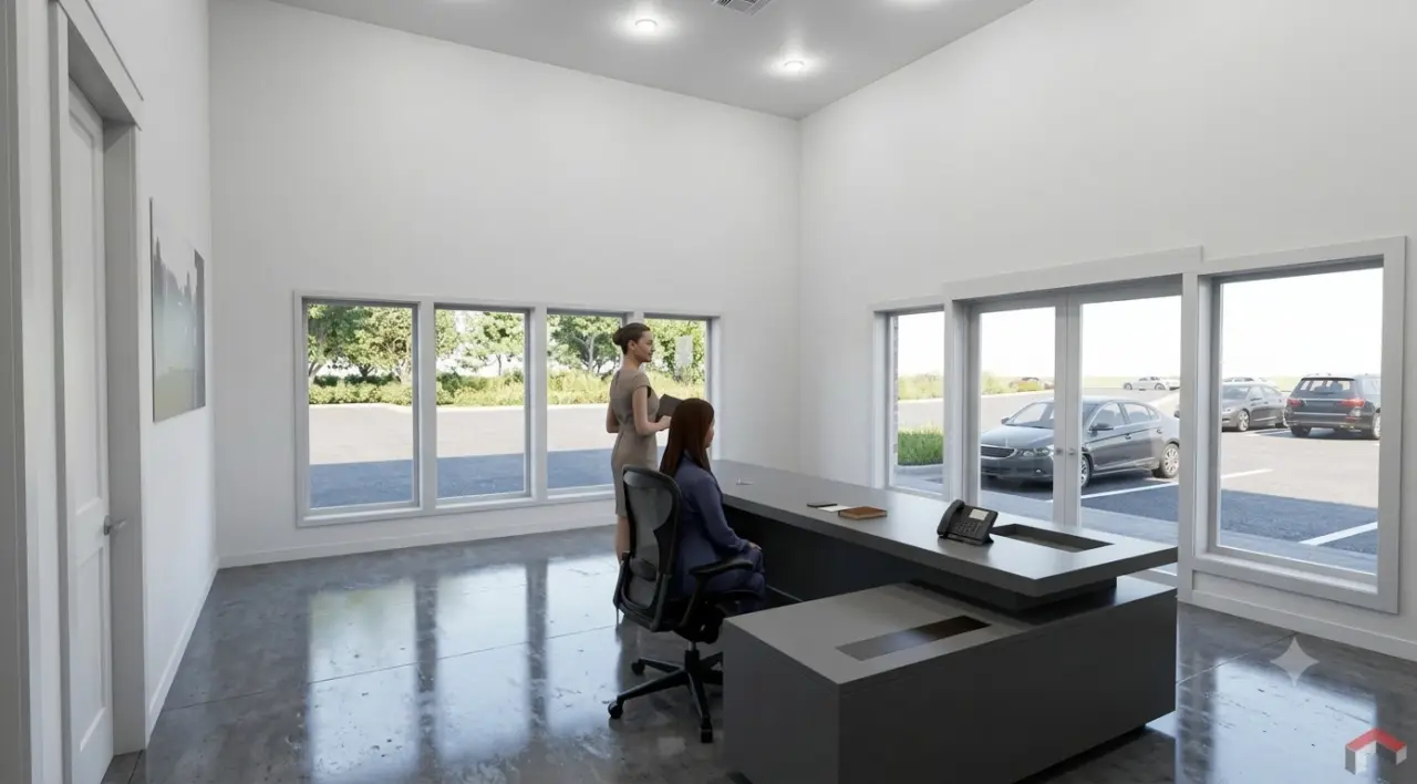 3,000 SF showroom flex unit with glass storefront in Rockwall