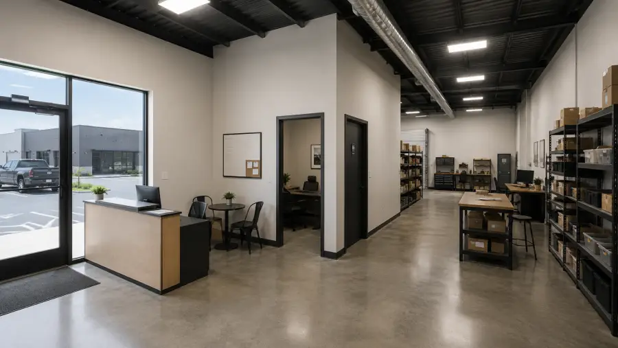 ScaleUp 1,500 SF small-bay flex unit with a grade-level door in Rockwall, Texas