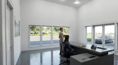 3,000 SF showroom interior with glass storefront